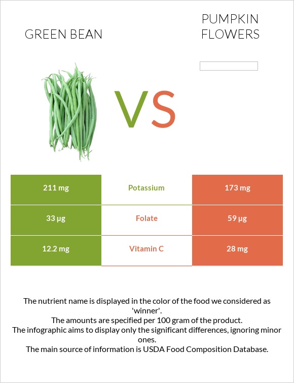 Green bean vs Pumpkin flowers infographic