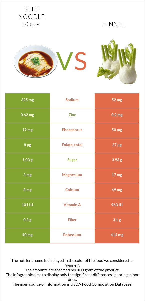 Beef noodle soup vs Fennel infographic