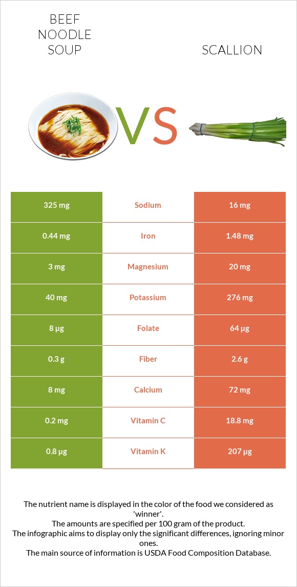Beef noodle soup vs Scallion infographic