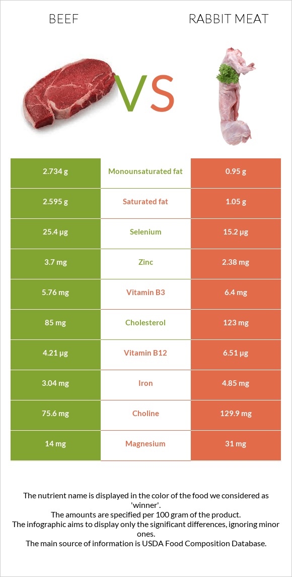 Beef vs Rabbit Meat infographic