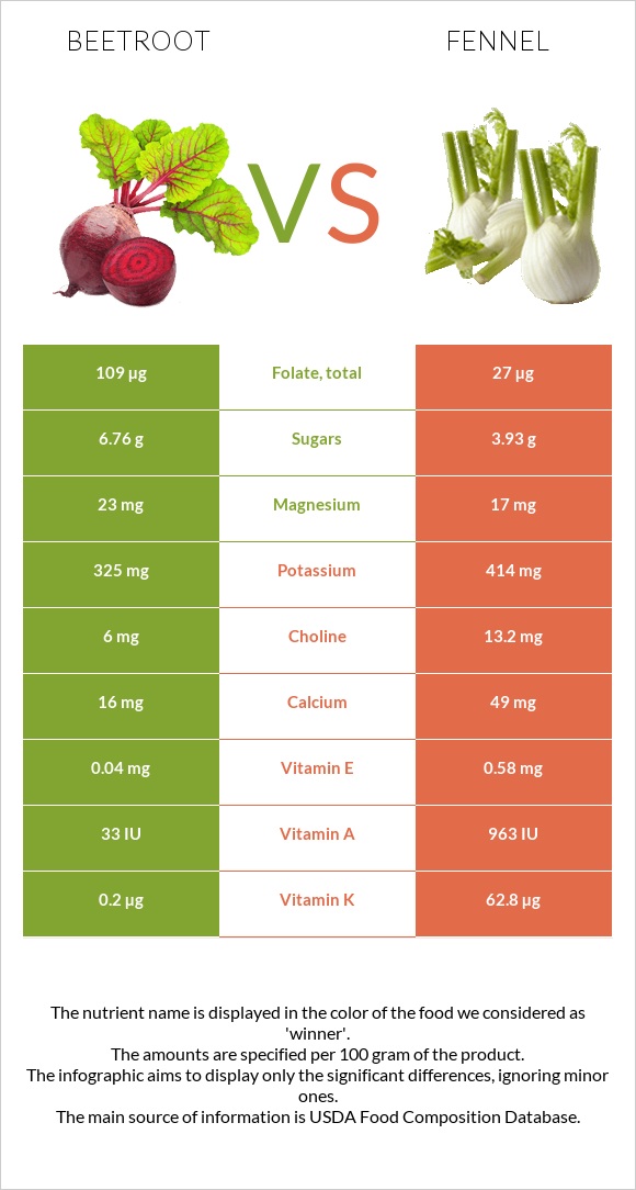Beetroot vs Fennel infographic
