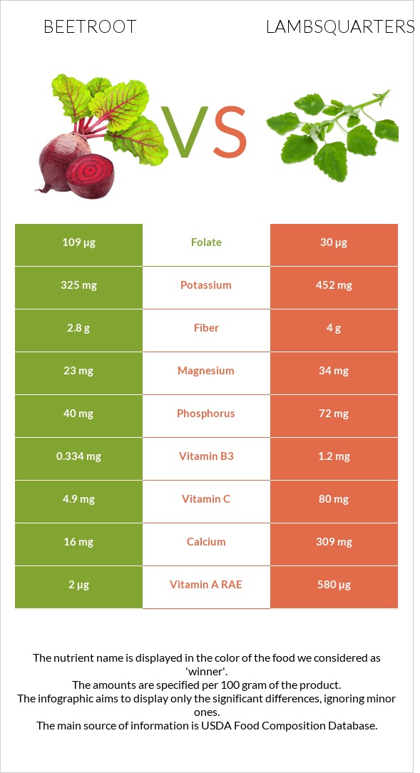 Beetroot vs Lambsquarters infographic