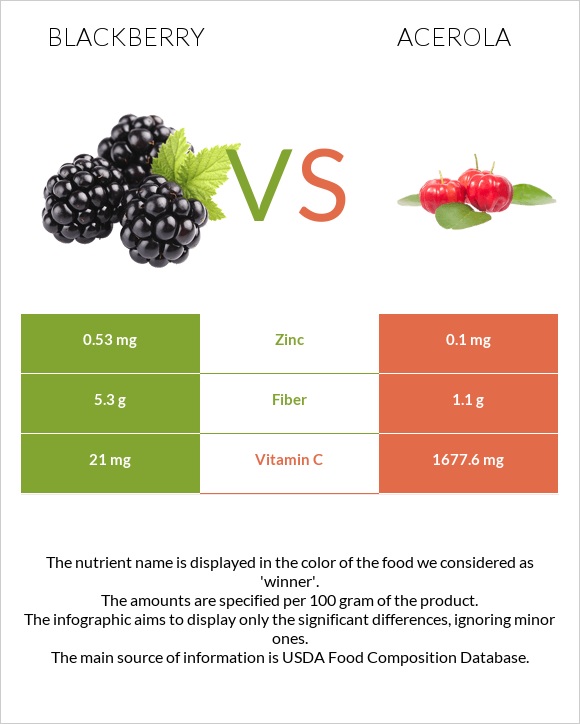 Blackberry vs Acerola infographic