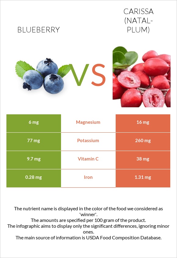 Blueberry vs Carissa (natal-plum) infographic