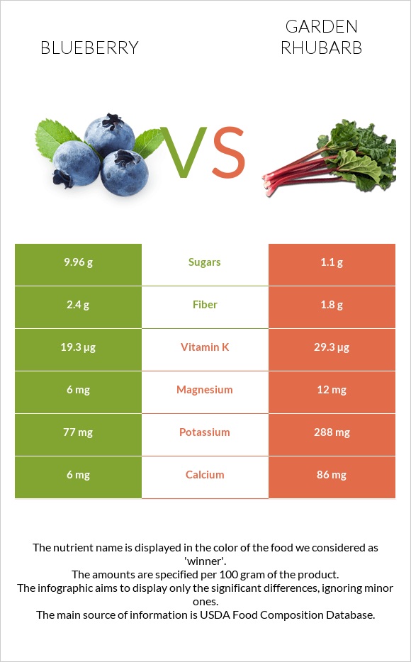 Blueberry vs Garden rhubarb infographic