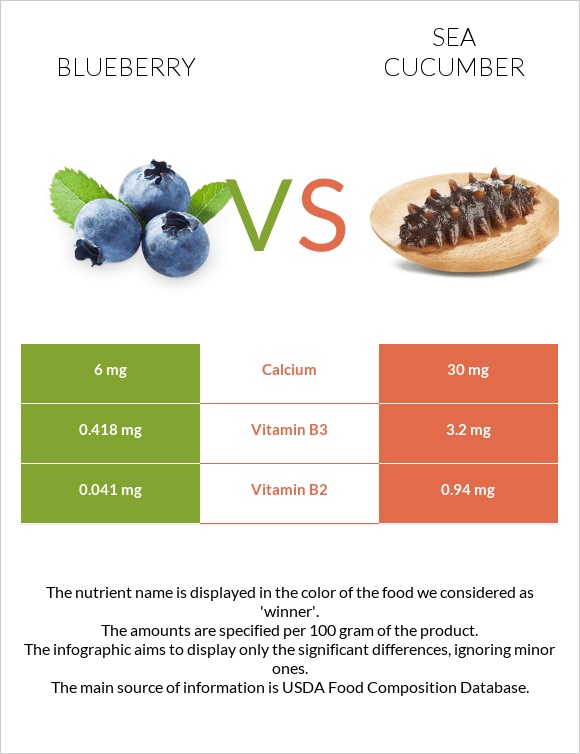 Blueberry vs Sea cucumber infographic