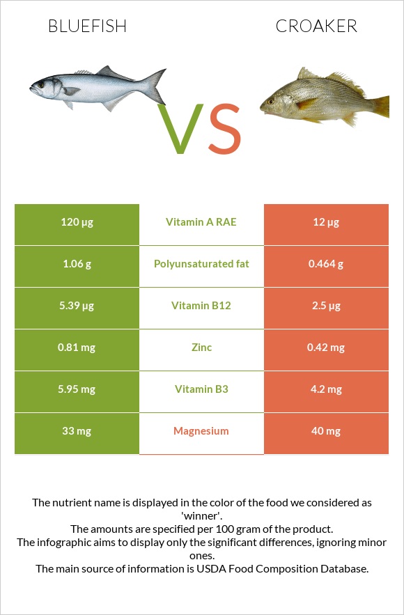 Bluefish vs Croaker infographic