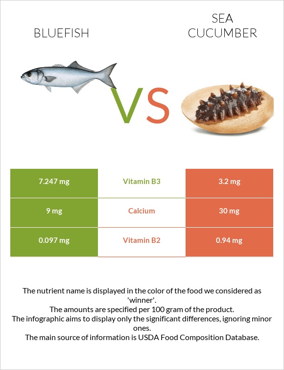 Bluefish vs Sea cucumber infographic