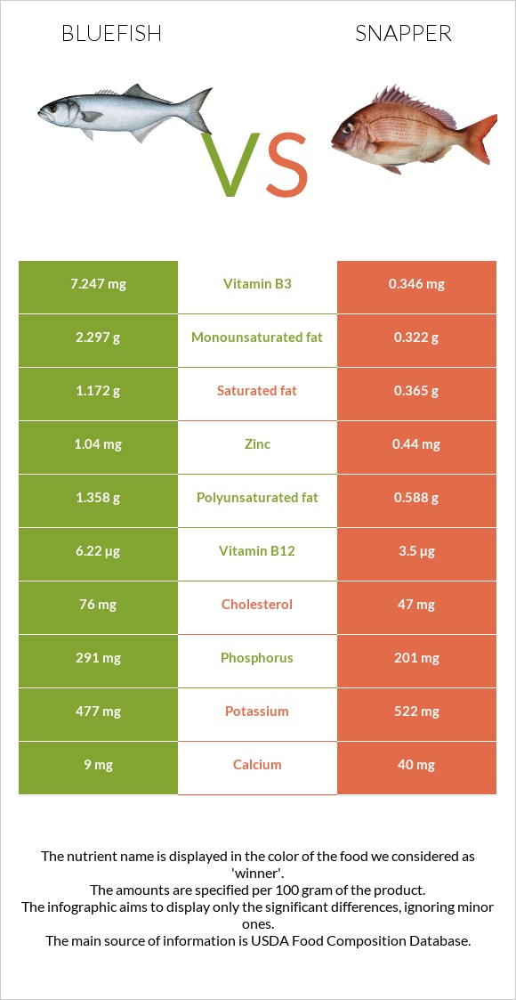 Bluefish vs Snapper infographic