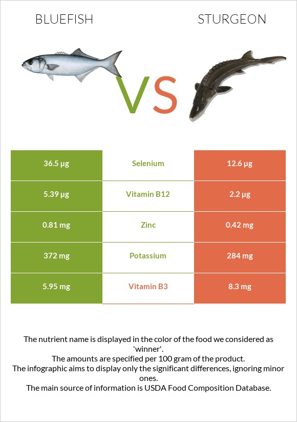 Bluefish vs Sturgeon infographic