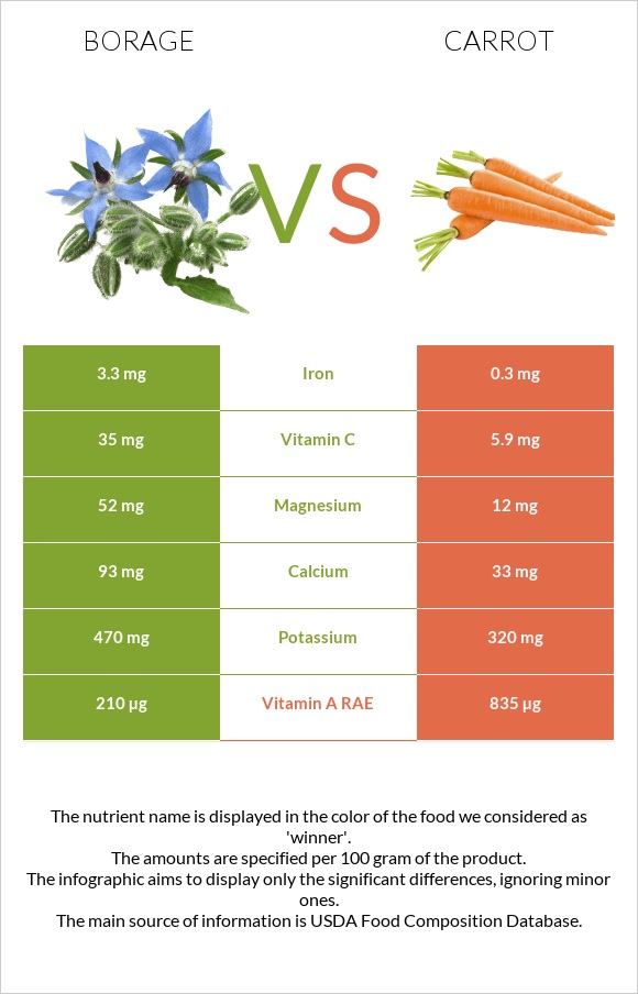 Borage vs Carrot infographic