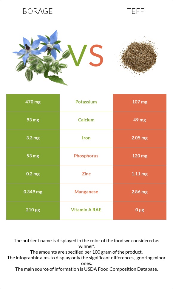 Borage vs Teff infographic