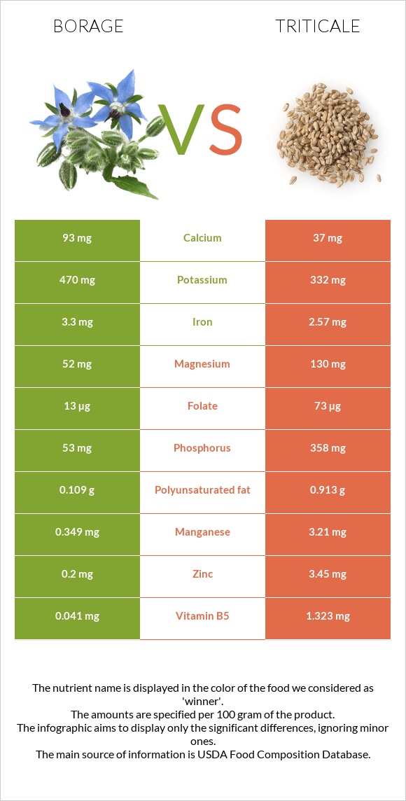 Borage vs Triticale infographic