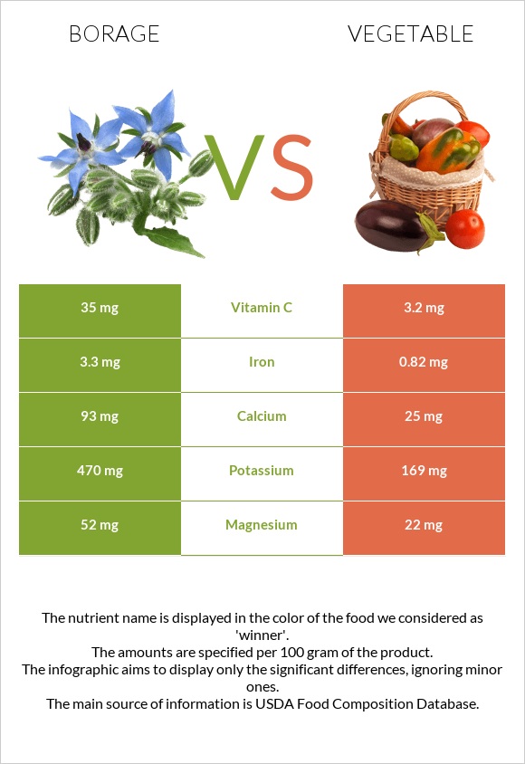 Borage vs Vegetable infographic