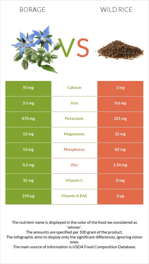 Borage vs Wild rice infographic