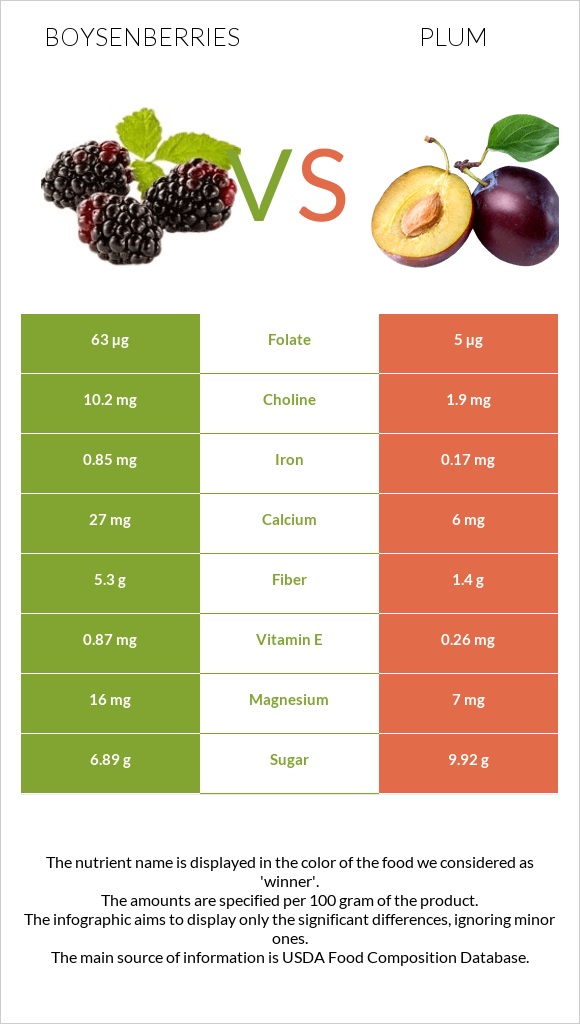 Boysenberries vs Plum infographic