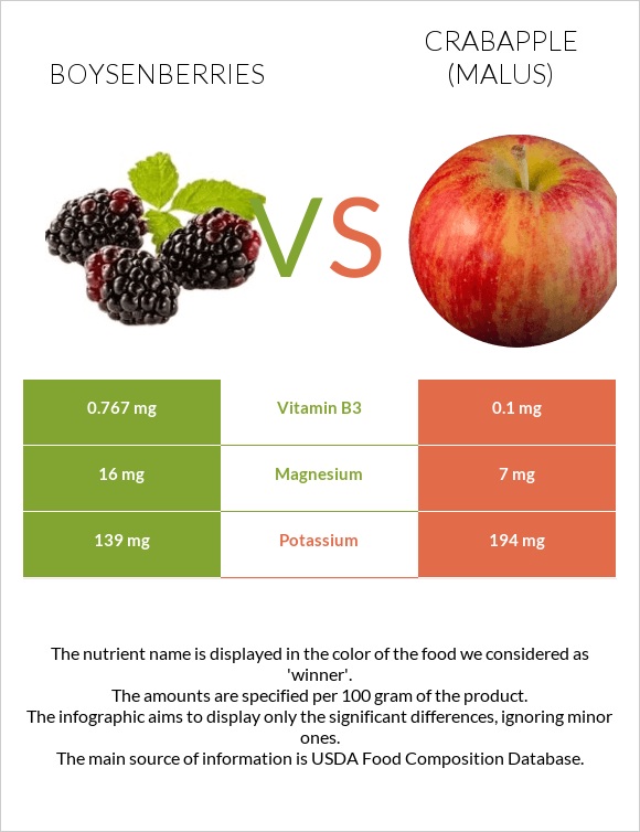 Boysenberries vs Crabapple (Malus) infographic