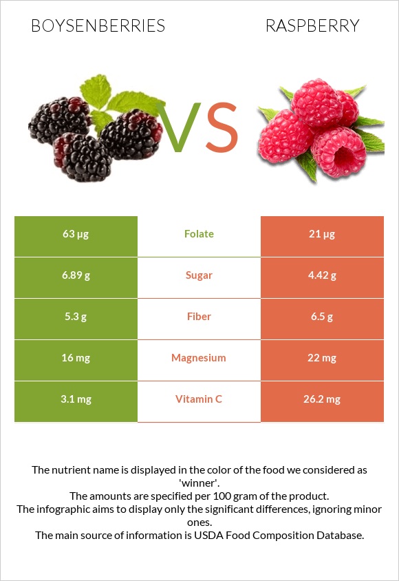 Boysenberries vs Raspberry infographic