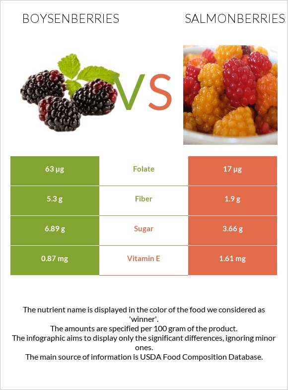 Boysenberries vs Salmonberries infographic