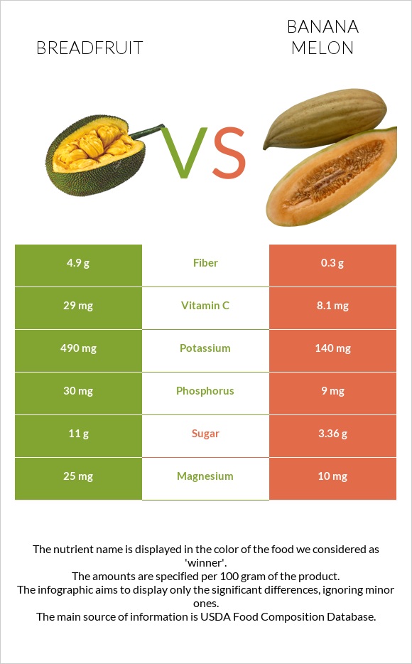 Հացի ծառ vs Բանանային սեխ infographic