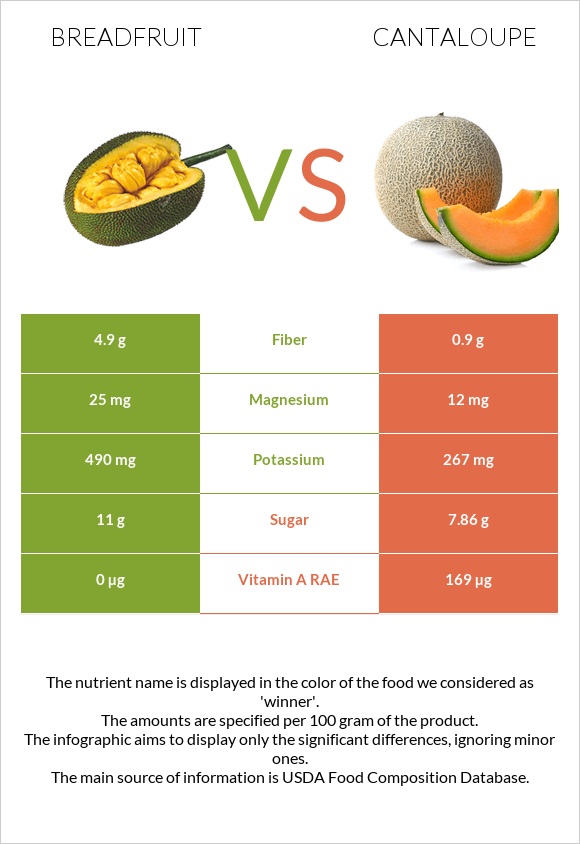 Breadfruit vs Cantaloupe infographic