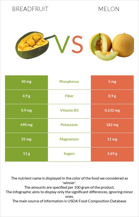 Breadfruit vs Melon infographic