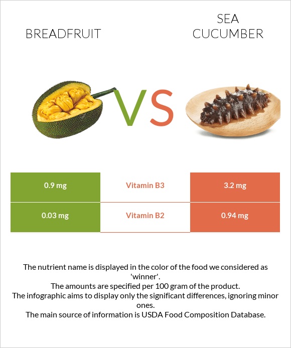 Հացի ծառ vs Sea cucumber infographic