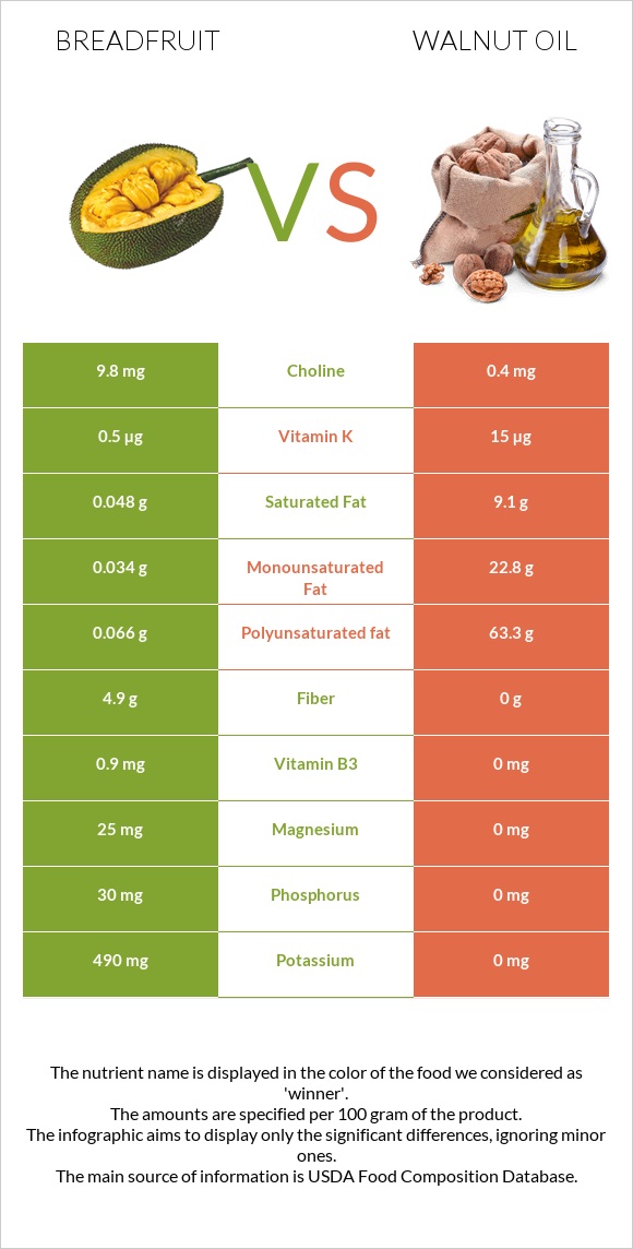 Հացի ծառ vs Ընկույզի յուղ infographic