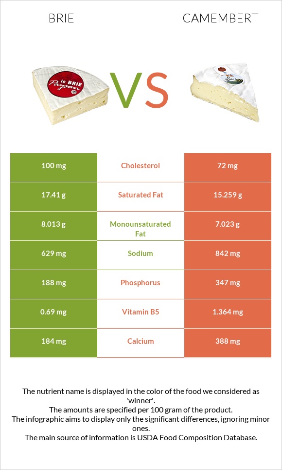 Brie vs Camembert infographic