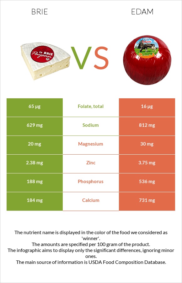 Brie vs Edam infographic