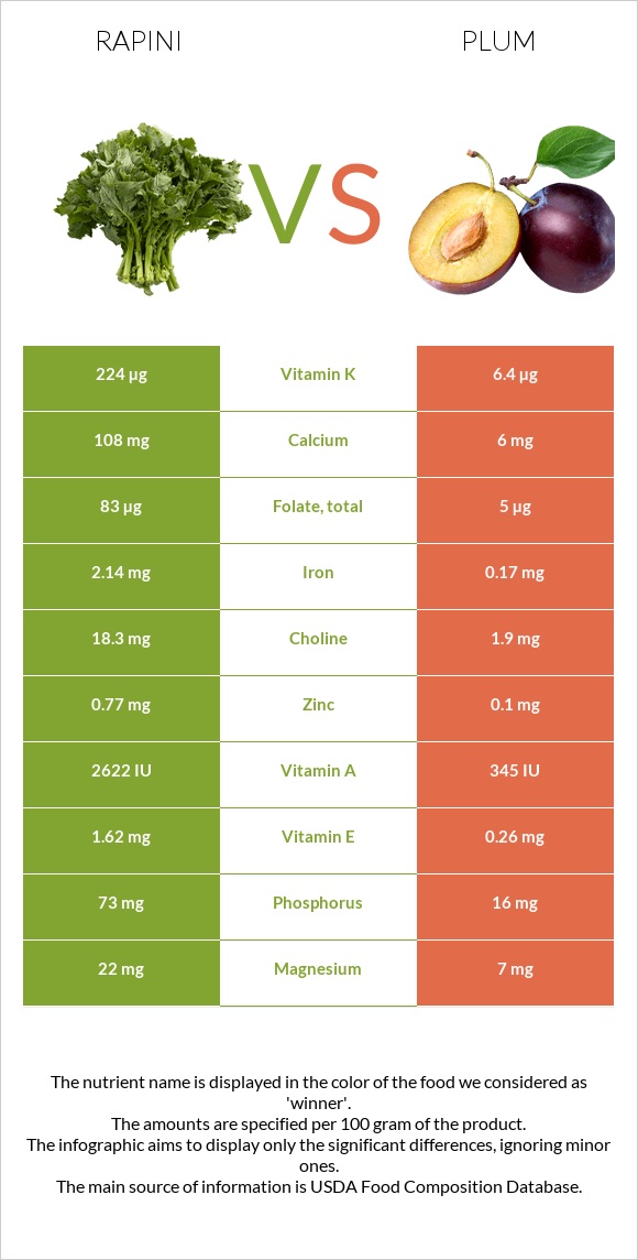 Rapini vs Plum infographic