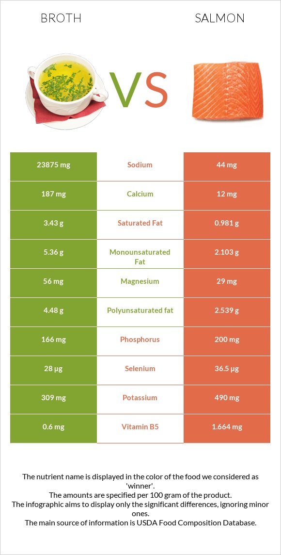 Broth vs Salmon raw infographic