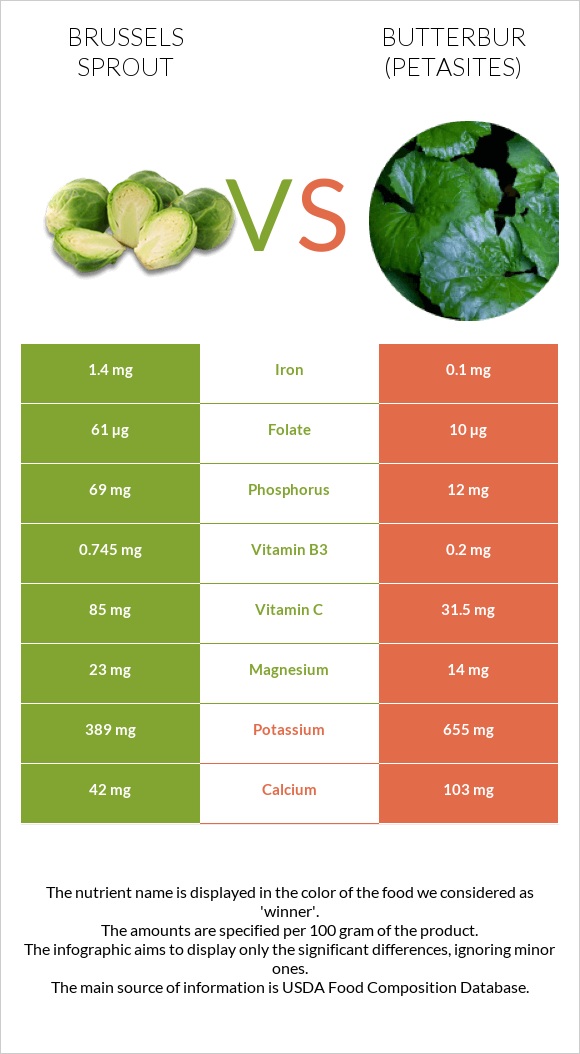 Brussels sprout vs Butterbur infographic