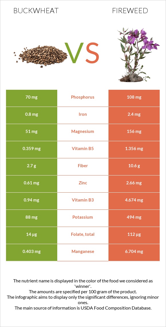 Buckwheat vs Fireweed infographic