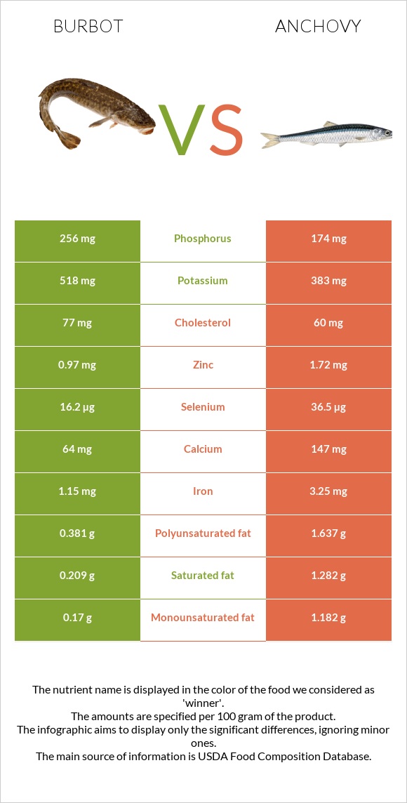 Burbot vs Anchovy infographic