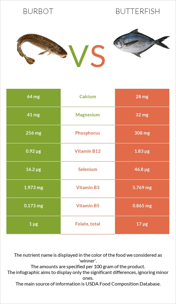 Burbot vs Butterfish infographic