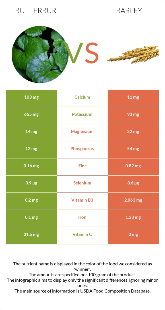 Butterbur vs Barley infographic