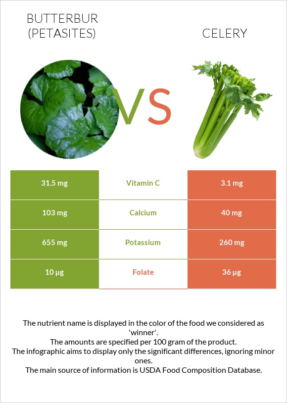 Butterbur vs Celery infographic