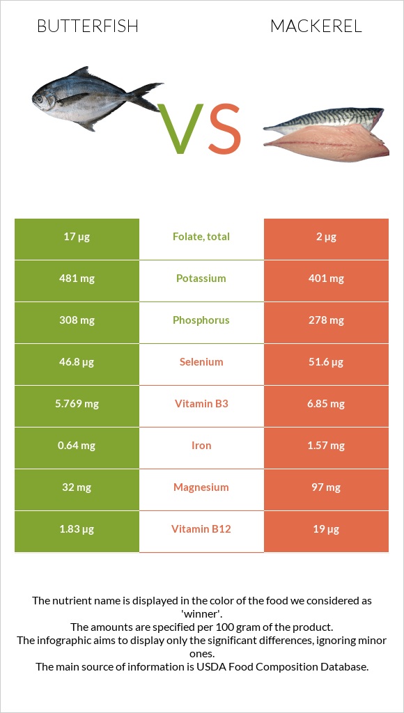 Butterfish vs Mackerel infographic