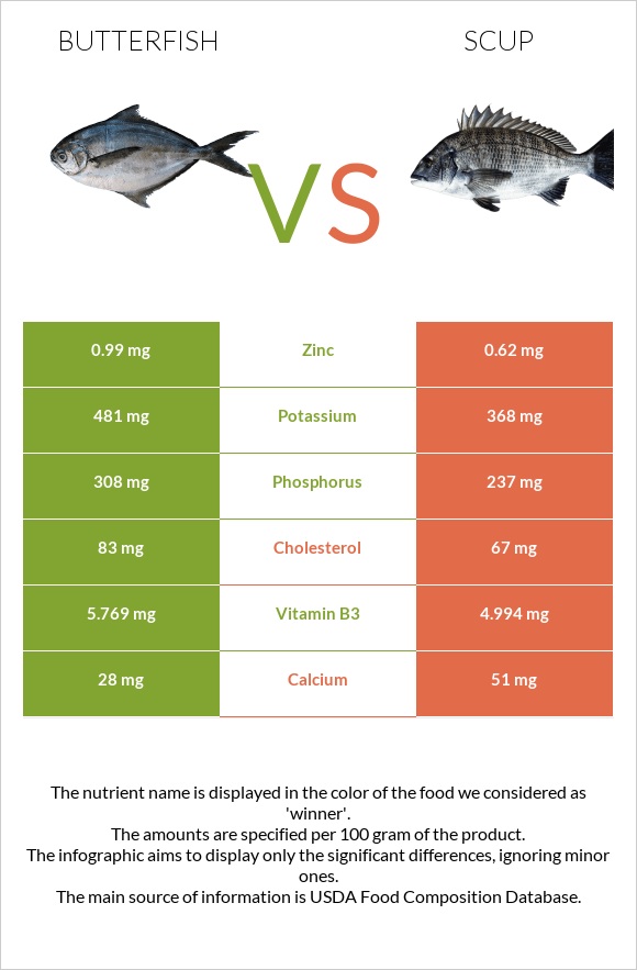 Butterfish vs Scup infographic