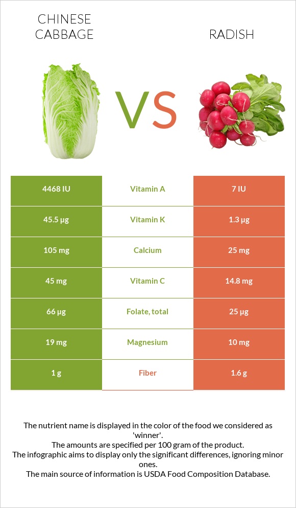 Chinese cabbage vs Radish infographic