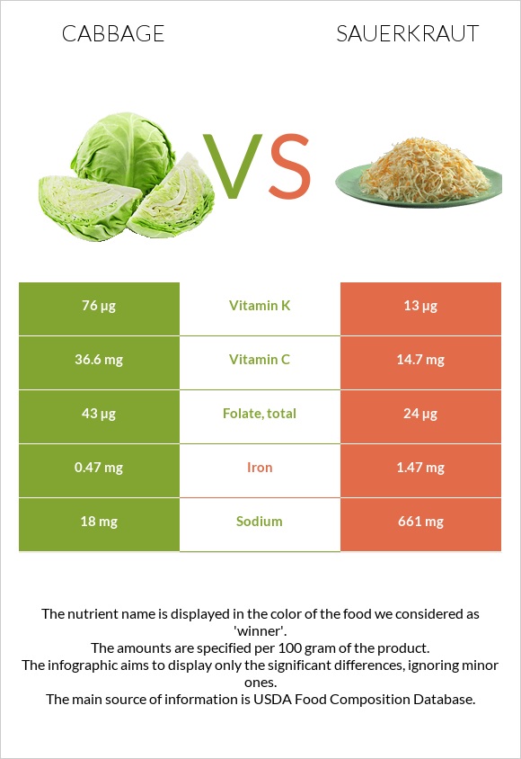 Cabbage vs Sauerkraut infographic