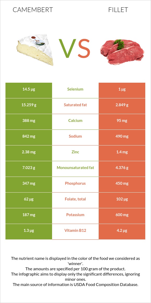 Camembert vs Fillet infographic
