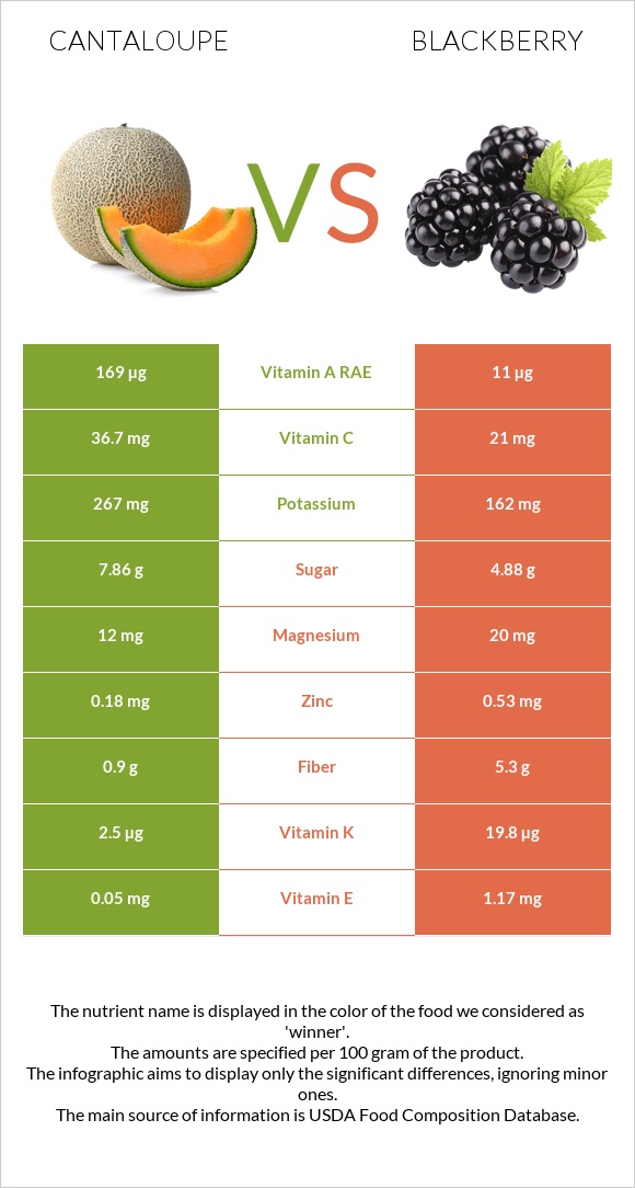 Cantaloupe vs Blackberry infographic