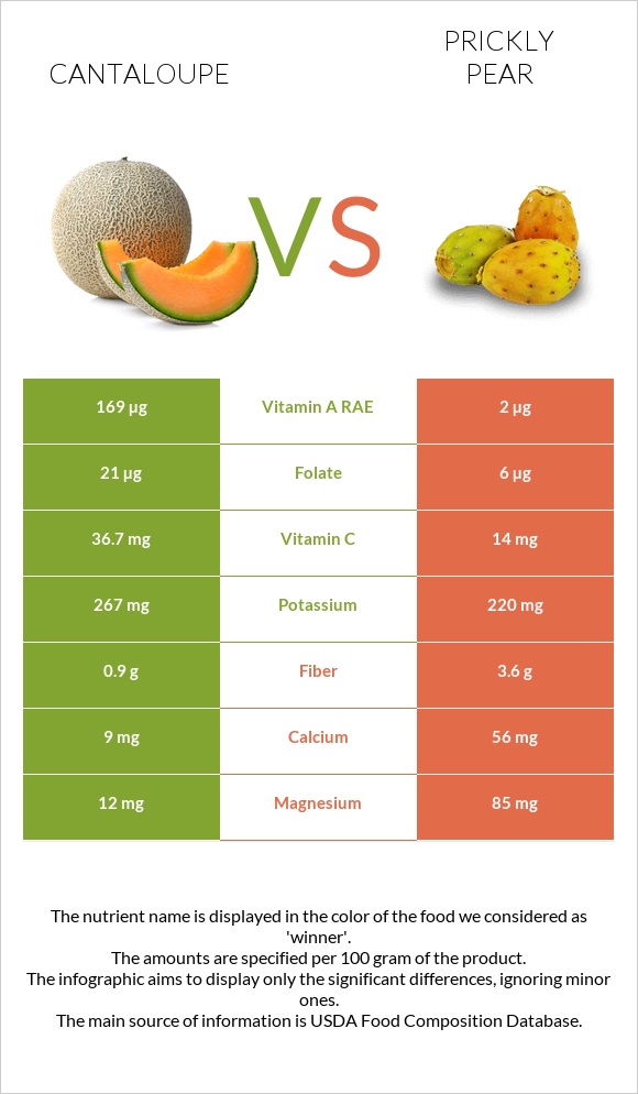 Cantaloupe vs Prickly pear infographic