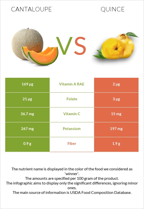 Cantaloupe vs Quince infographic