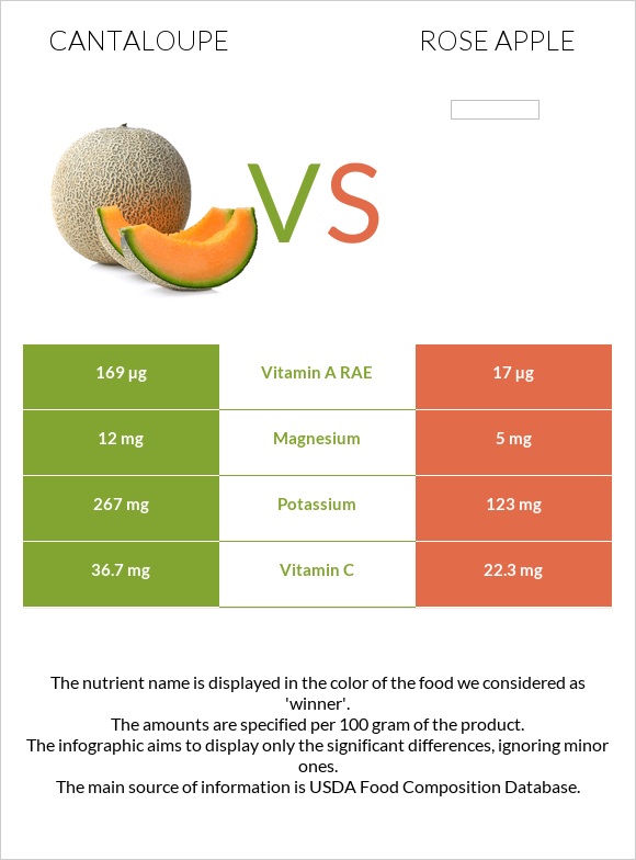 Cantaloupe vs Rose apple infographic