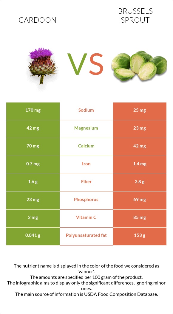 Cardoon vs Brussels sprout infographic