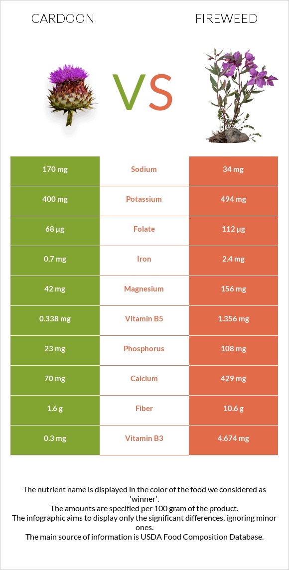 Cardoon vs Fireweed infographic