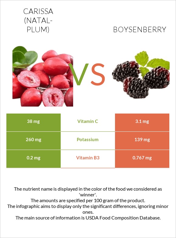 Carissa (natal-plum) vs Boysenberry infographic